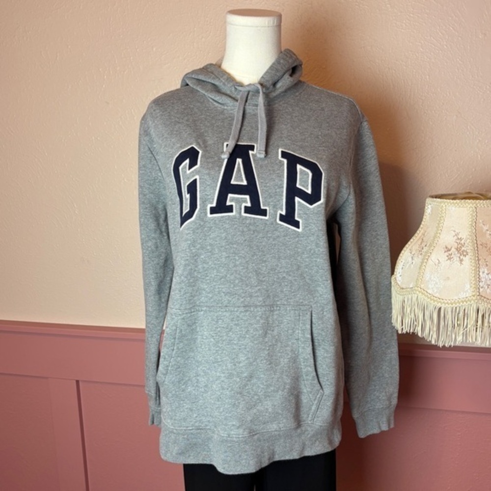 Vintage Gap Classic Logo Hoodie Fleece Pullover Sweatshirt 90s Y2K Adult Sz Sm
